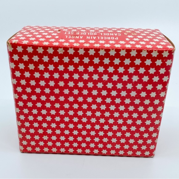 Vintage Blue & White Porcelain Angel Candle Holder Set w/ Original Box Taiwan - Picture 6 of 14